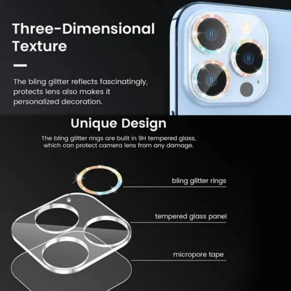 2025 Hot 3D Bling Camera-Ring Lens Protector for Lphone 15/16/17 PRO Max