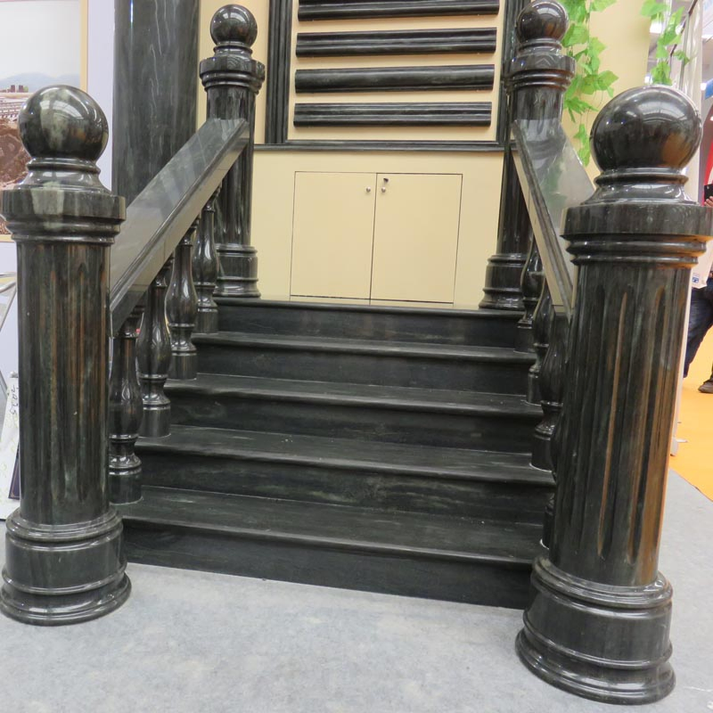Black Galaxy Granite Natural Stone Column Balustrade & Railing for Terraces Handrail