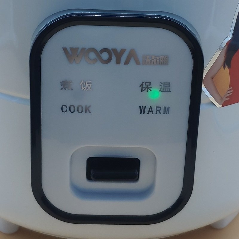 Jar Rice Cooker with Inserted Plastic Steamer, Measuring Cup, Spoon