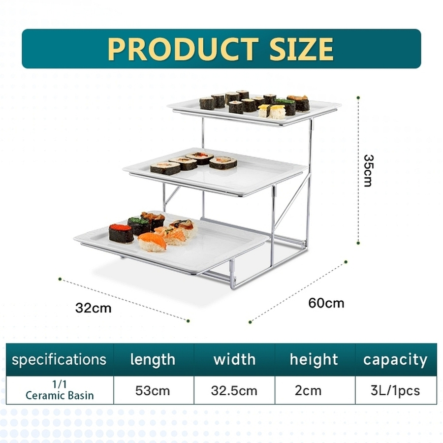 Heat-Resistant Three-Layer Shallow Dessert Rack Cake Cold Food Display Stand