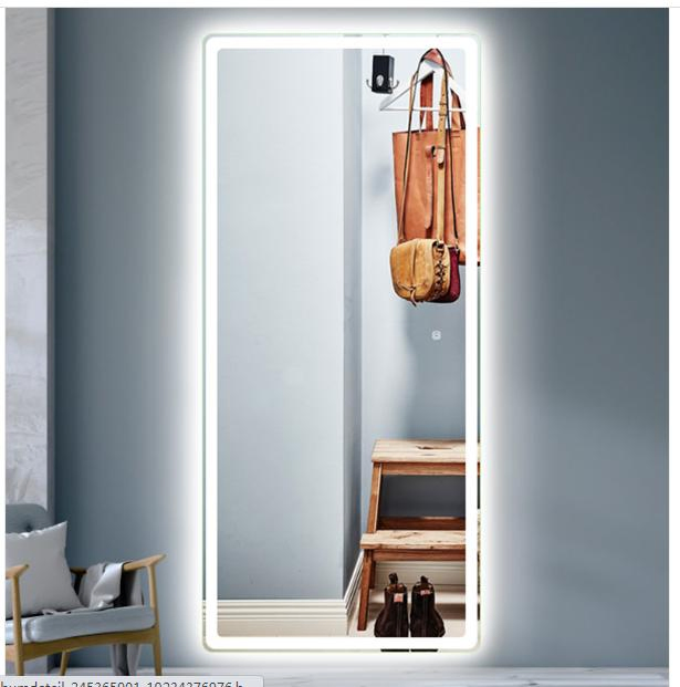 Full Length Wall Decor Backlit Lamp Hotel Room Vanity Bathroom Smart LED Dressing Floor Stand Mirror with Leg