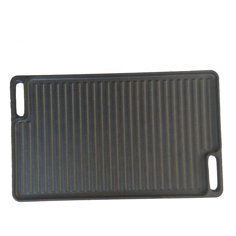 Pre-Seasoned 20 Inch Cast Iron Reversible Griddle Perfect for Grills Rectangular Baking Flat and Ribbed Griddle Plate