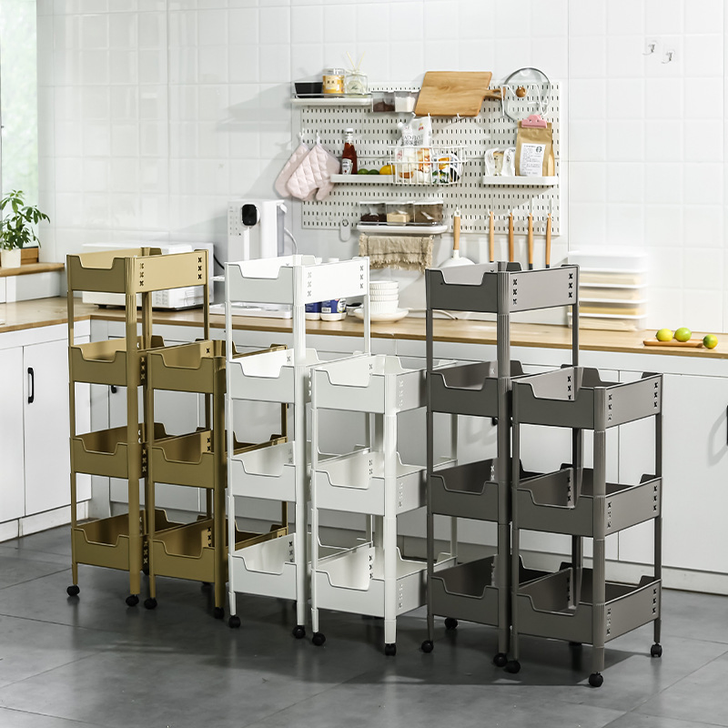 Multi-Functional Storage Trolley 3-Tier Plastic Rolling Utility Cart for Office, Living Room, Kitchen