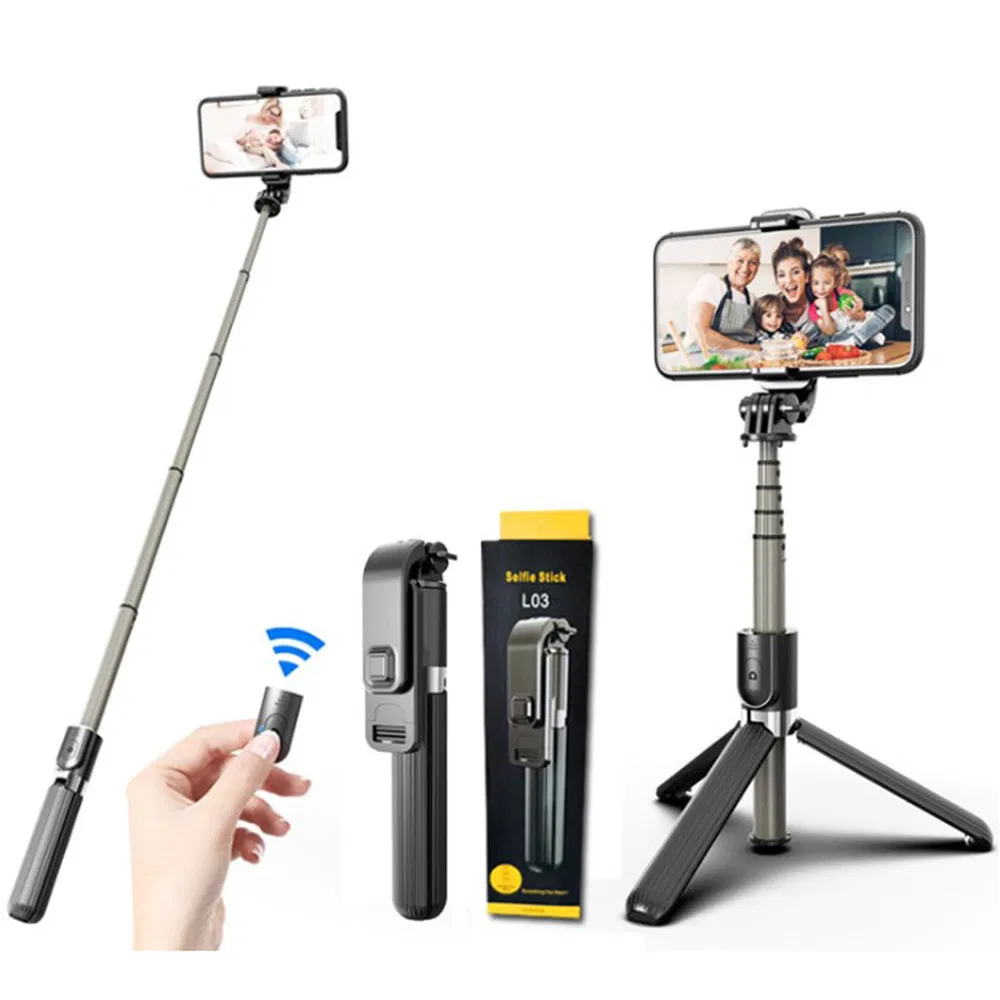 L03 Aluminum Alloy Foldable Bluetooth Tripod Selfie Stick Portable Phone Tripod