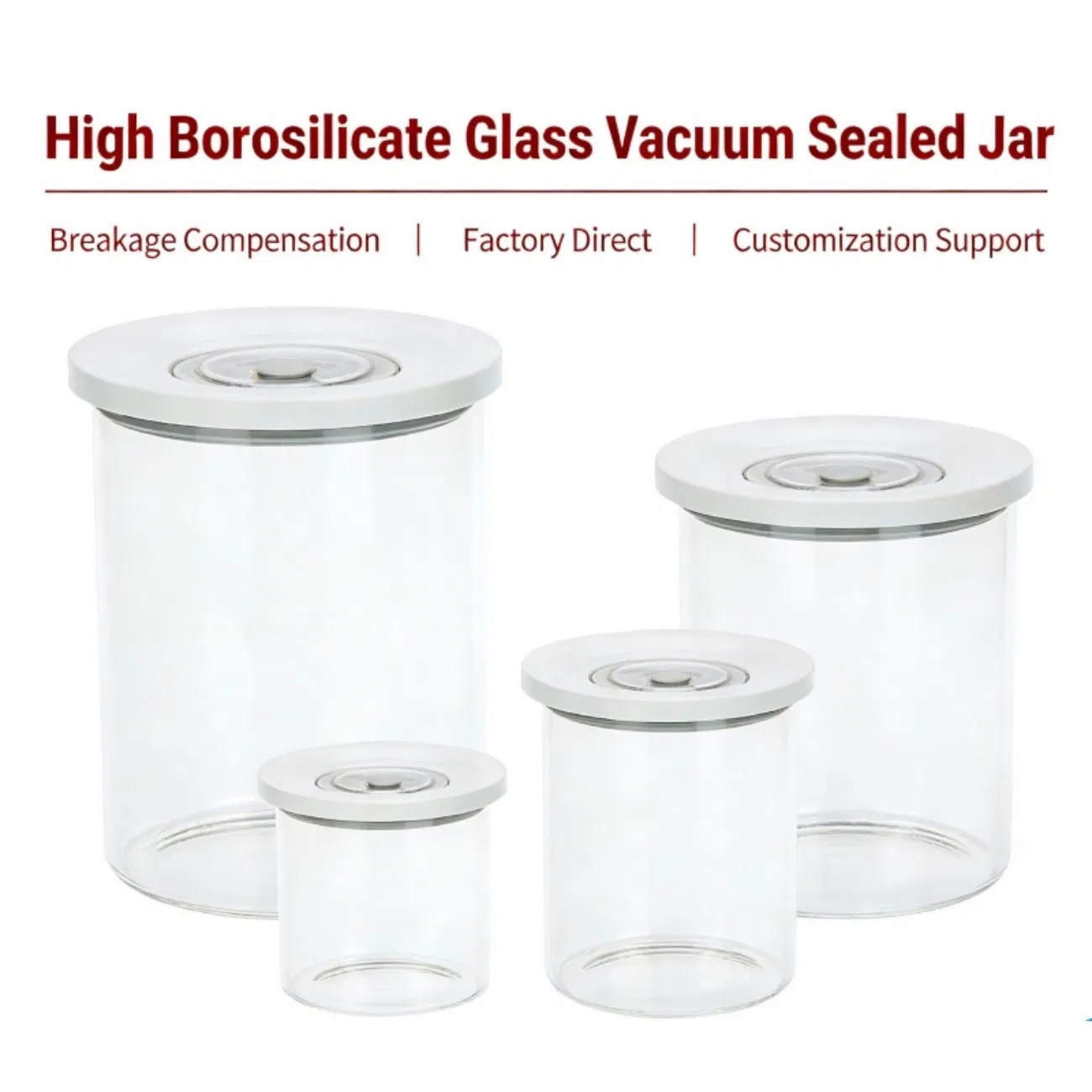 Vacuum Drop-Resistant Space-Saving Screw-on Lid Dustproof Food Storage Plastic Jar