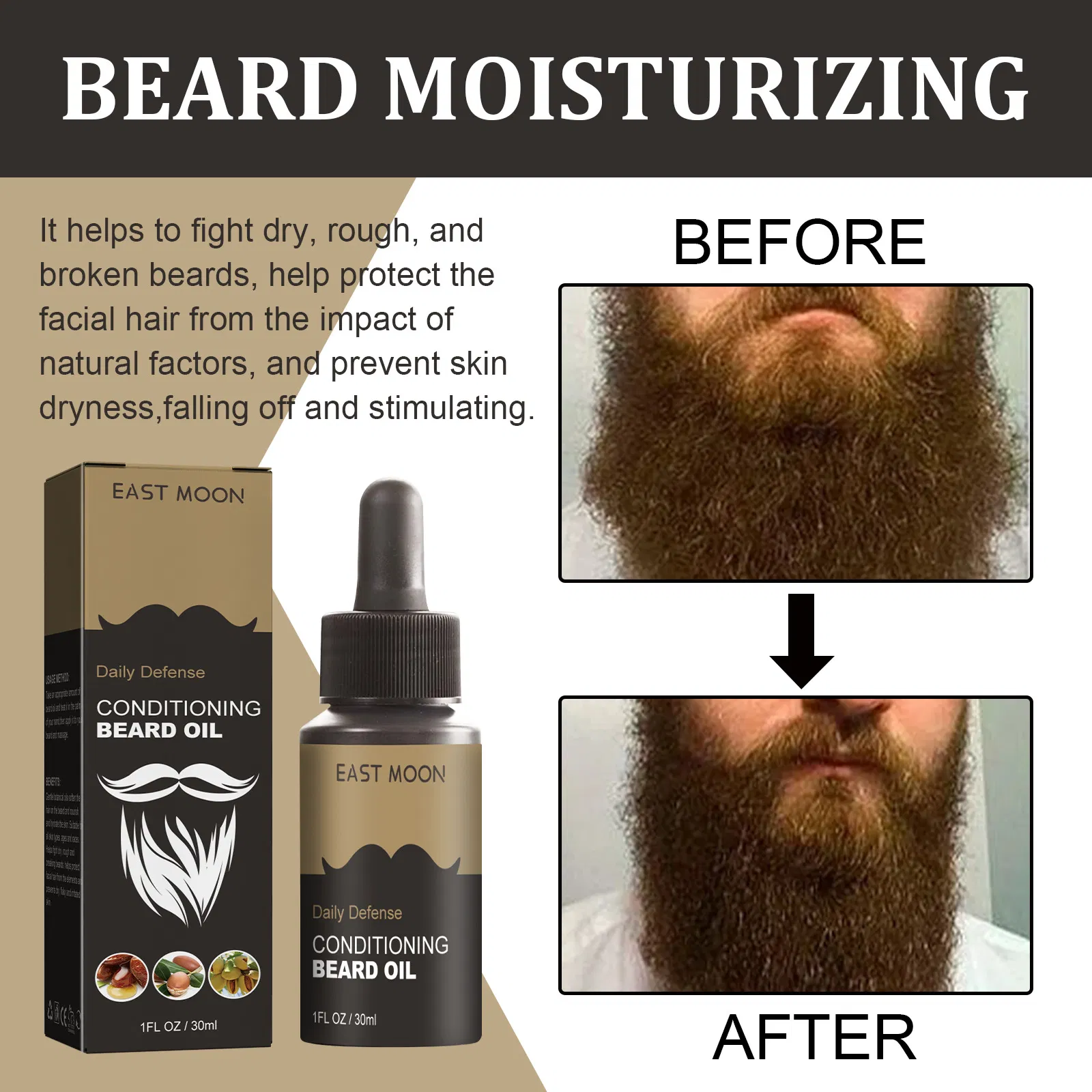 Plant Extract Men Hair Beard Conditioning Growth Oil Hydrating Dryness Natural Organic Moisturizing Beard Oil