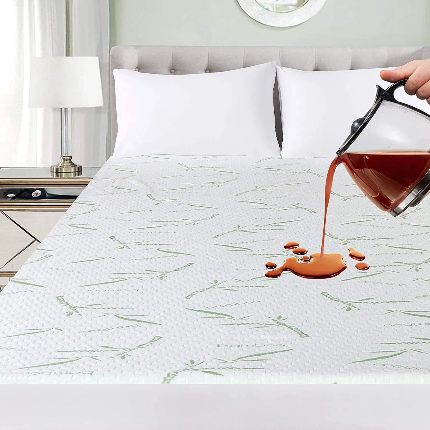Waterproof Quilted Cal King Size Mattress Pad Cover with Zipper