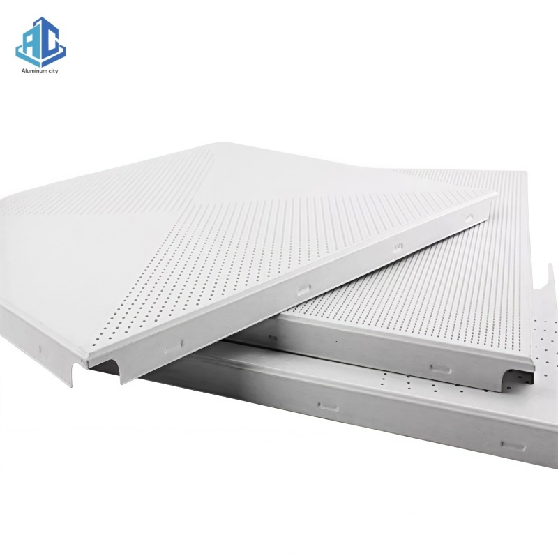 Noise Reduction White Perforated Aluminum Panel Metal False Suspended Aluminum Ceiling