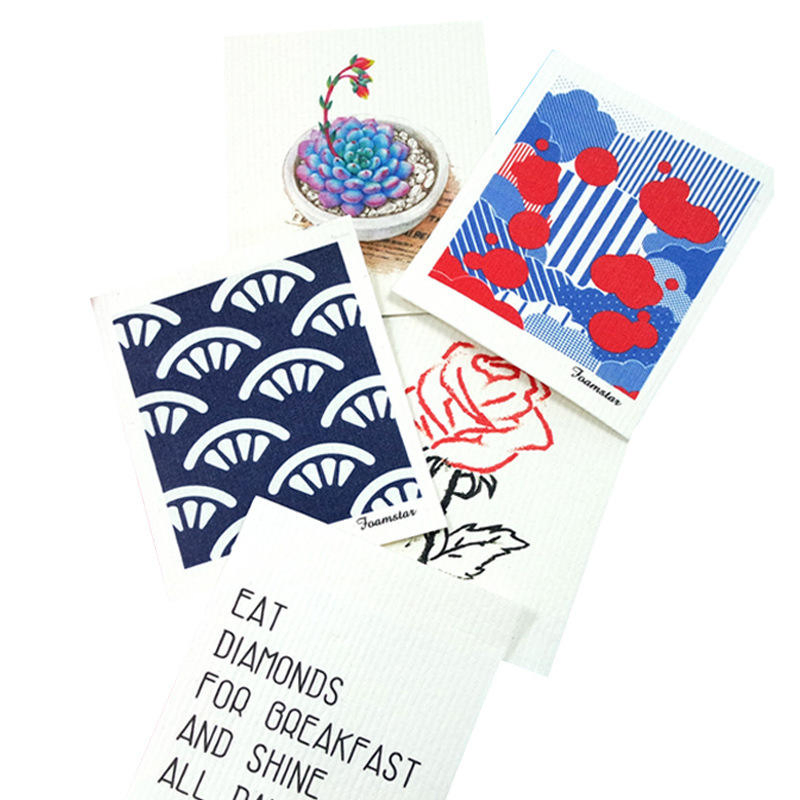 Custom Print Eco Friendly Kitchen Cleaning Cellulose Sponge Cloth