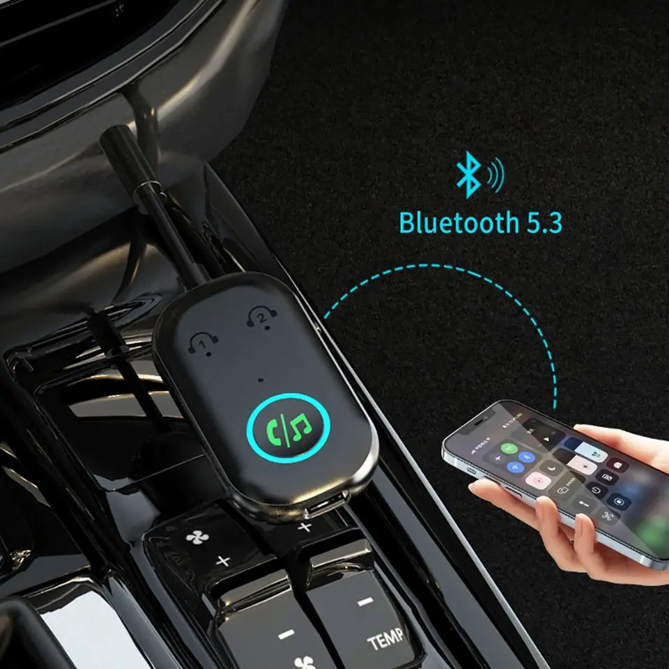 Bluetooth 5.3 адаптер 2-в-1 для авто (передатчик и приемник)