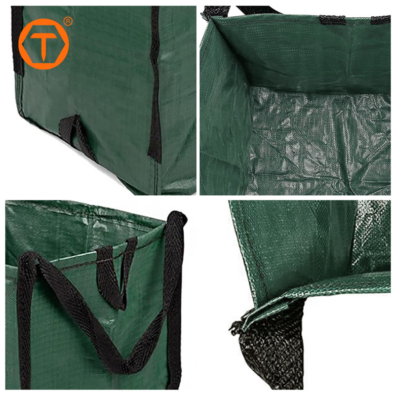 Heavy Duty Multipurpose Storage Tote PP Square Leaf Collector Garden Waste Bag with Handles