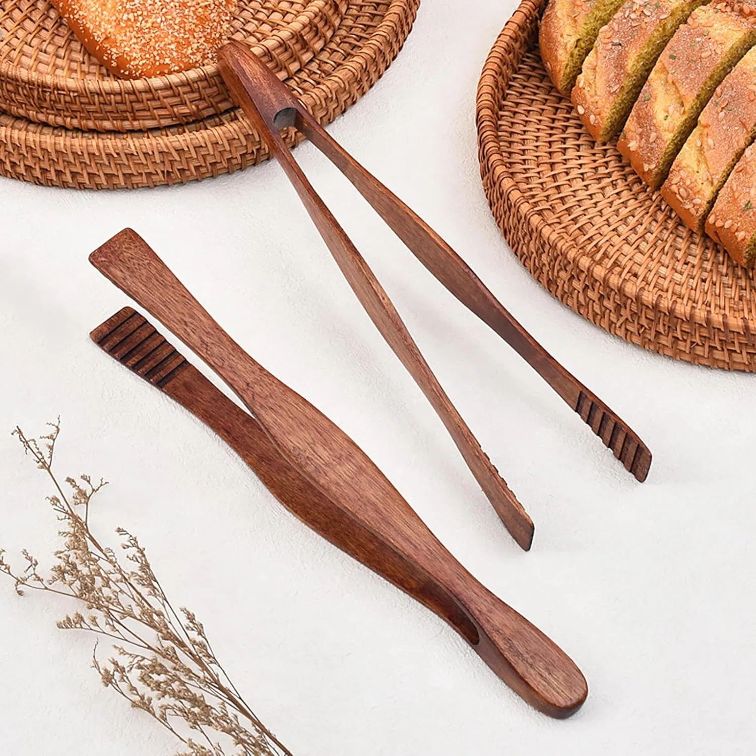 Wooden Toast Pliers 10.4-Inch Kitchen Tool Natural Wood Cooking Clip