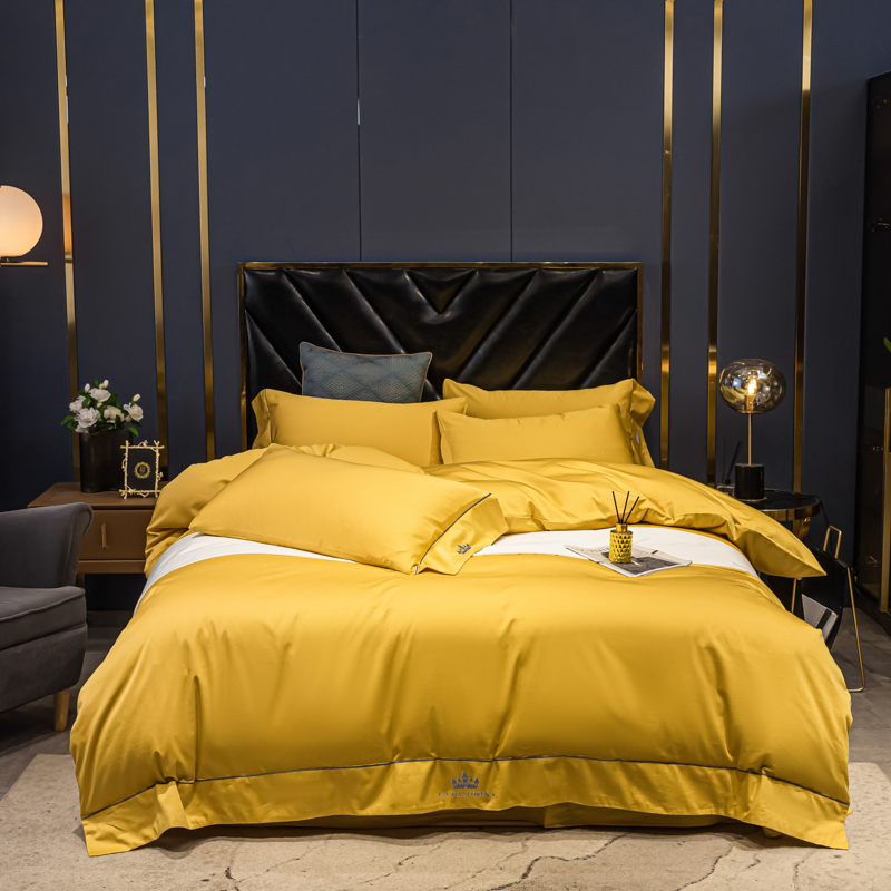 Satin Pillow Case Blue Cotton Bedding OEM Hotel Bed Cover