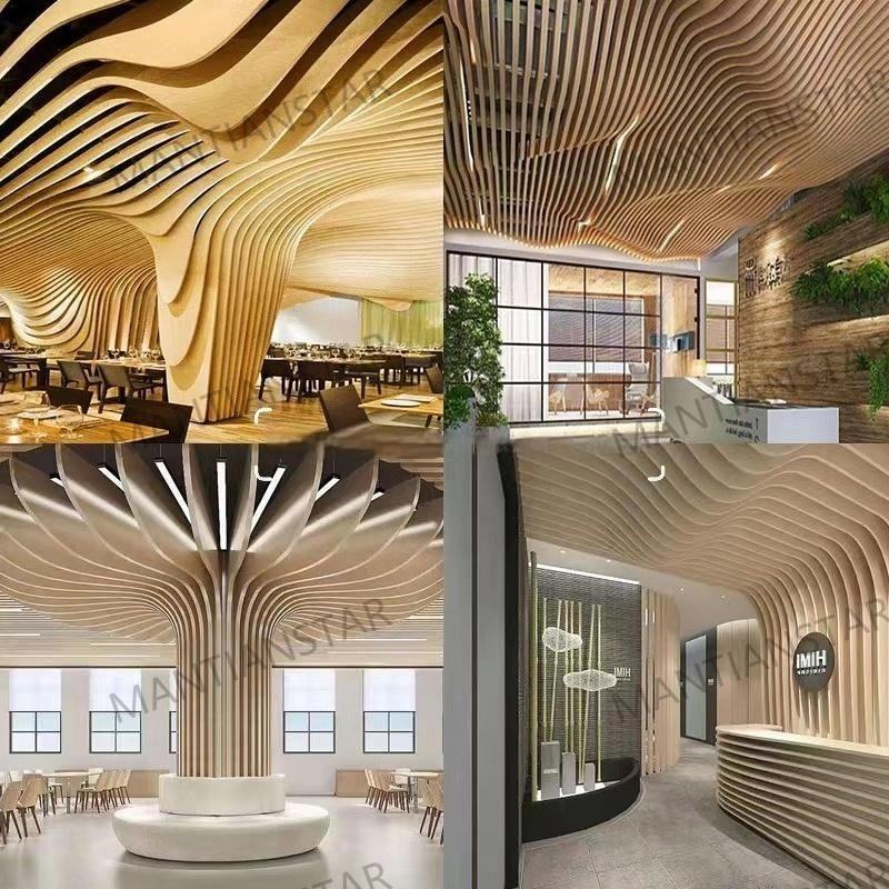 Customized Various Arc-Shaped Waves Curved Metal Ceiling Aluminum Wavy Baffle Ceiling