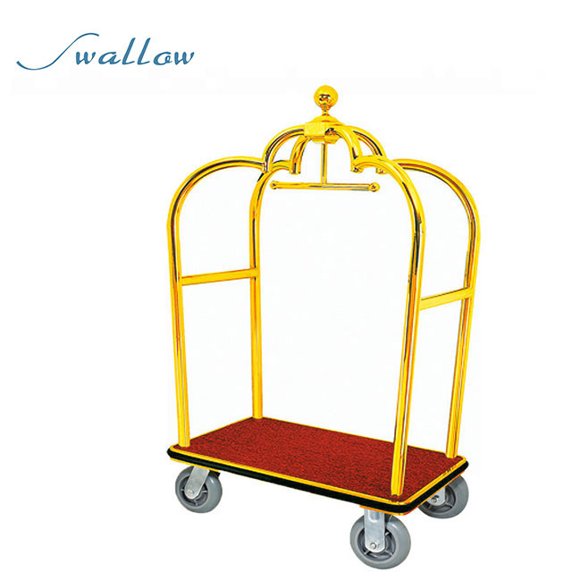 Metal Bell Boy Luggage Trolley for Hotel, Metal Bellhop Cart