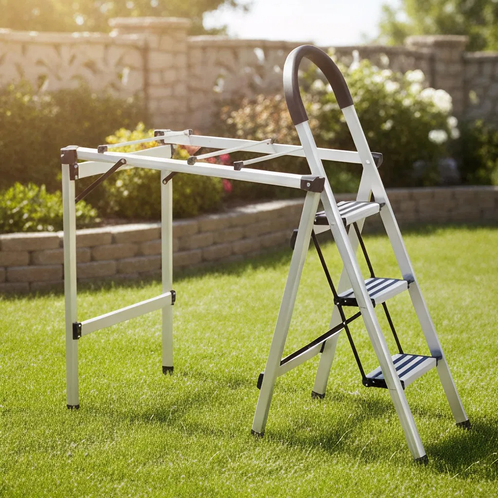 Aluminum Folding Drying Ladder Anti Slip Ladder for Home Space Saving
