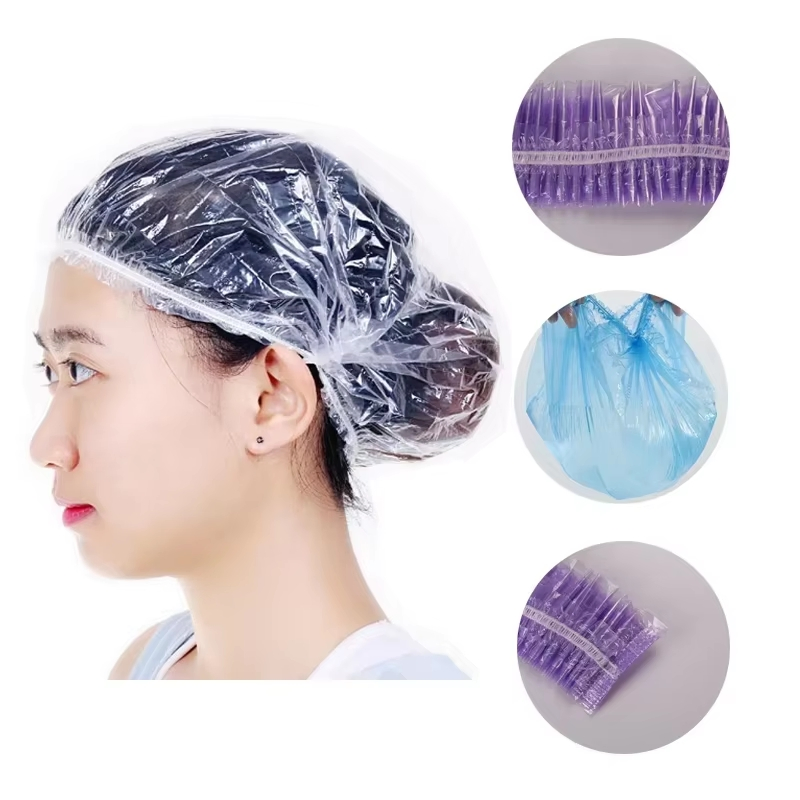 Disposable 18", 19", 21", 24" Waterproof Plastic PE Shower-Cap for Bath Salon Hotel