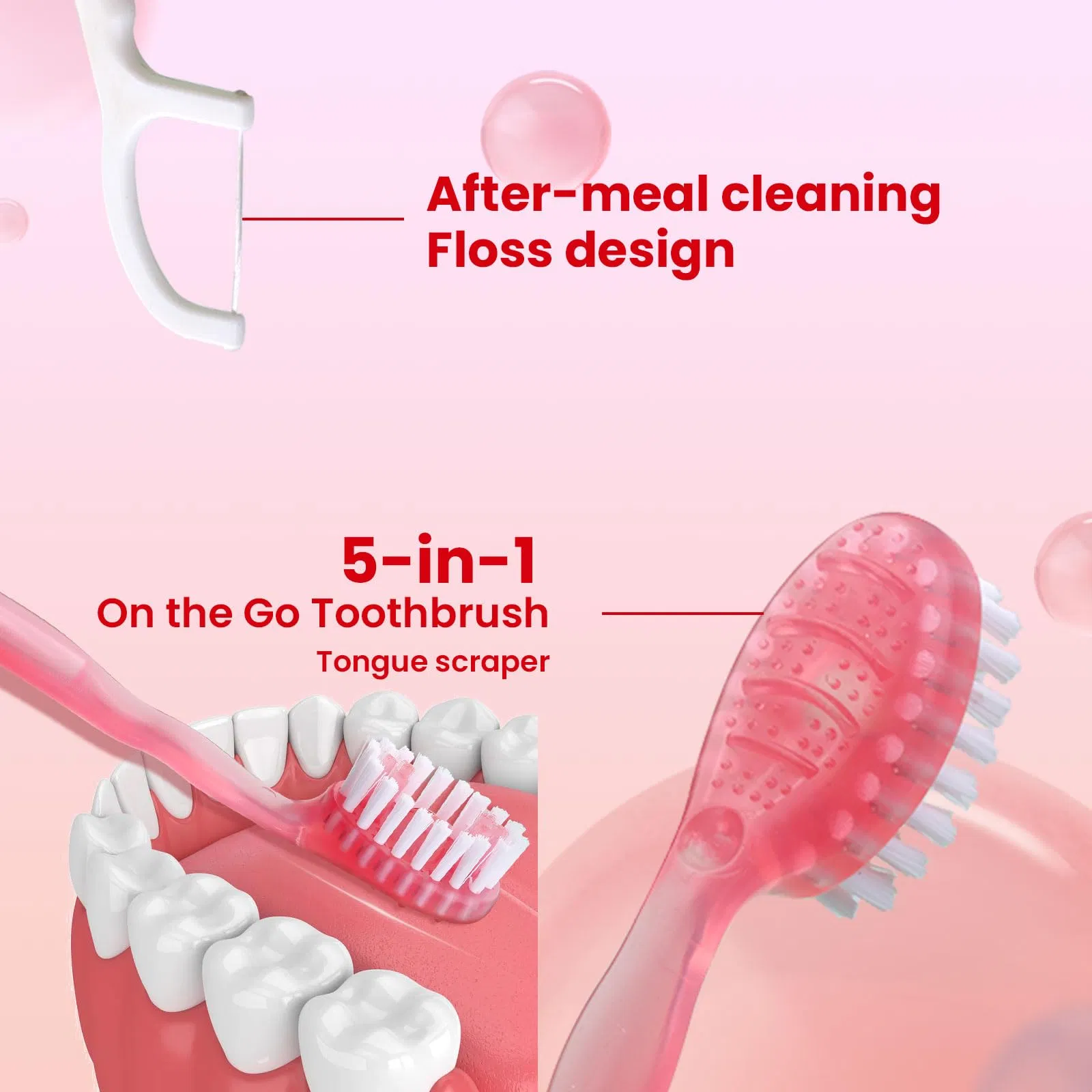 5 in 1 Portable Toothbrush Travel Disposable Travel Toothbrush with Dental Floss Stick Bursting Beads Toothbrush Toothpasteno Reviews Yet
