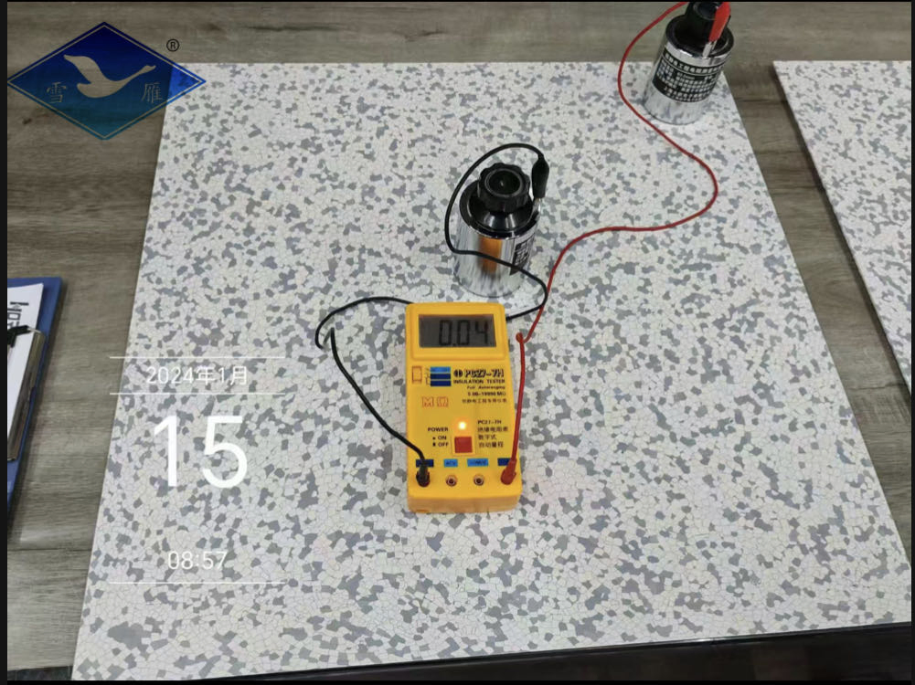 Stock Price Homogeneous ESD PVC Vinyl Flooring Size 600mmx600mmx2.0mm EV Charger Workshop Usage