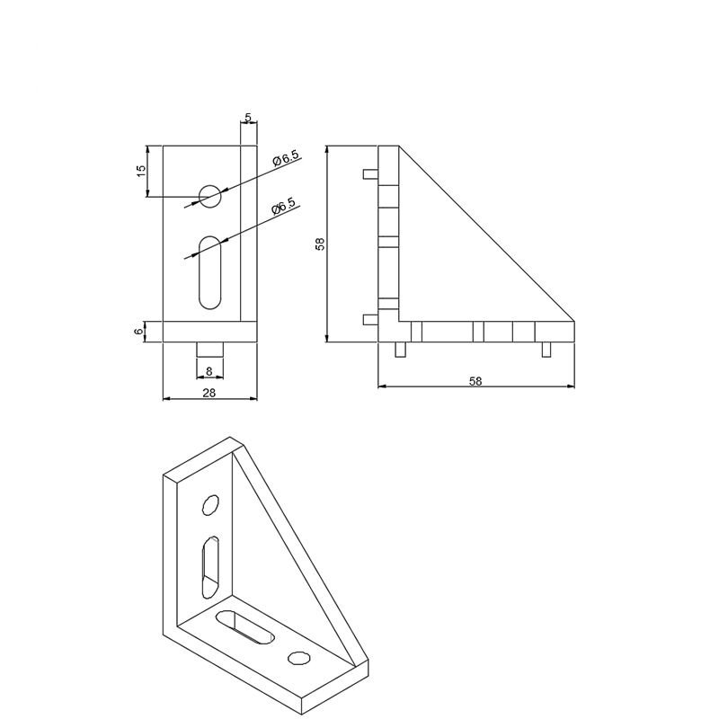 Угловой кронштейн алюминиевый 1028 3060c-8 для профиля