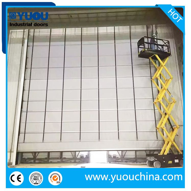 Industrial Automatic Big Size Wind Resist Proof Strong PVC Rapid Rise Fast Action Folding up Stacking High Speed Door for Warehouse or Factory
