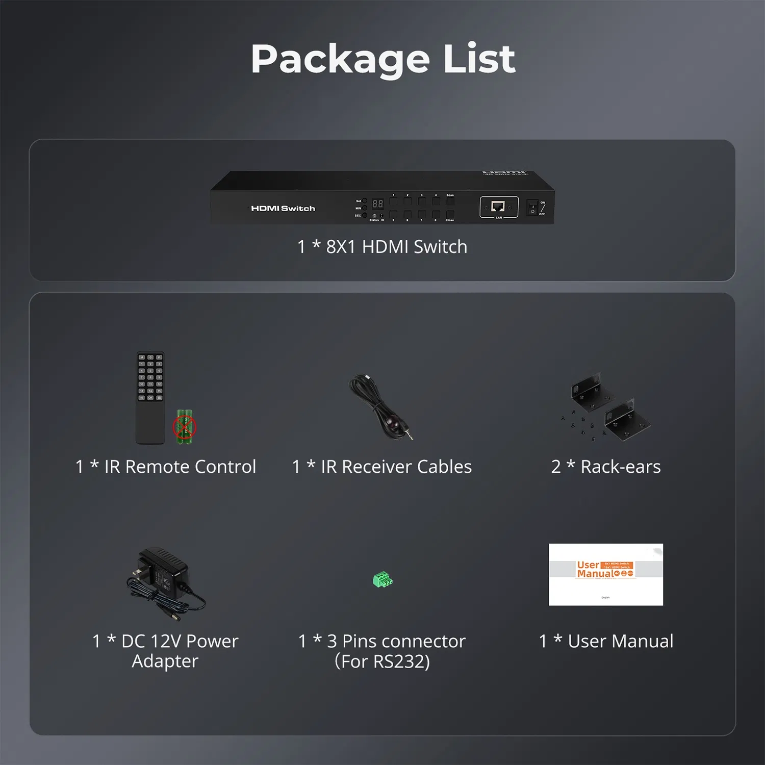 HDMI-сплиттер 1x8, 4K 60Гц, 2-32 порта, стоечный