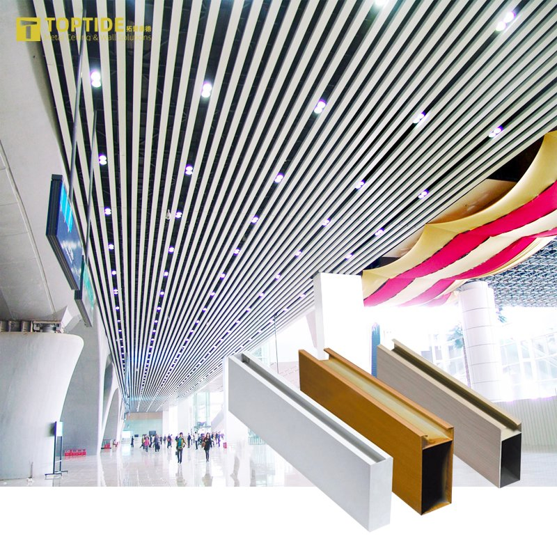 Commercial Office False Ceiling Building Materials Aluminum Baffle Ceiling for Railway Station