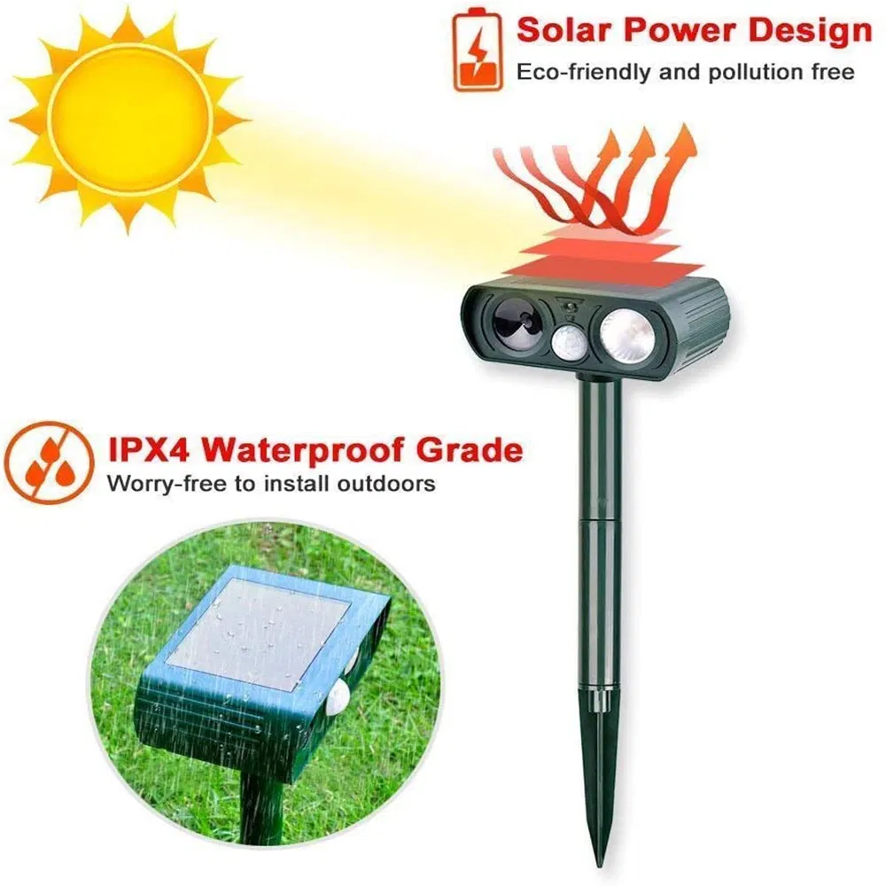 Solar Garden Lights Pest Repeller Dog Cat Repeller, Ultrasonic Animal Repeller with Motion Sensor
