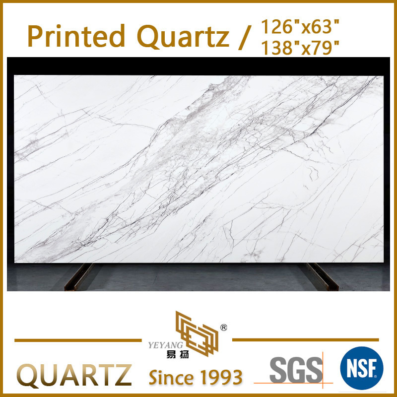 Taj-Mahal 3D-Printed Quartz Slab Premium Full-Body Customized Printed Quartz Stone Bulk Sales