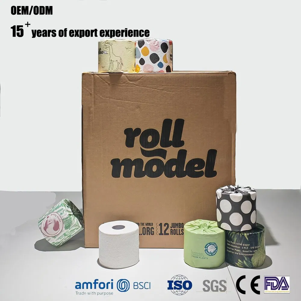 Eco-Friendly Wholesale Soft 3ply Hygienic 100% Bamboo Toilet Tissue Paper Roll for Bathroom
