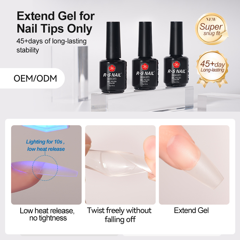 R S Nail Free Sample 15ml Extend Gel Polish Bottle Professional Nail Gel Supplier