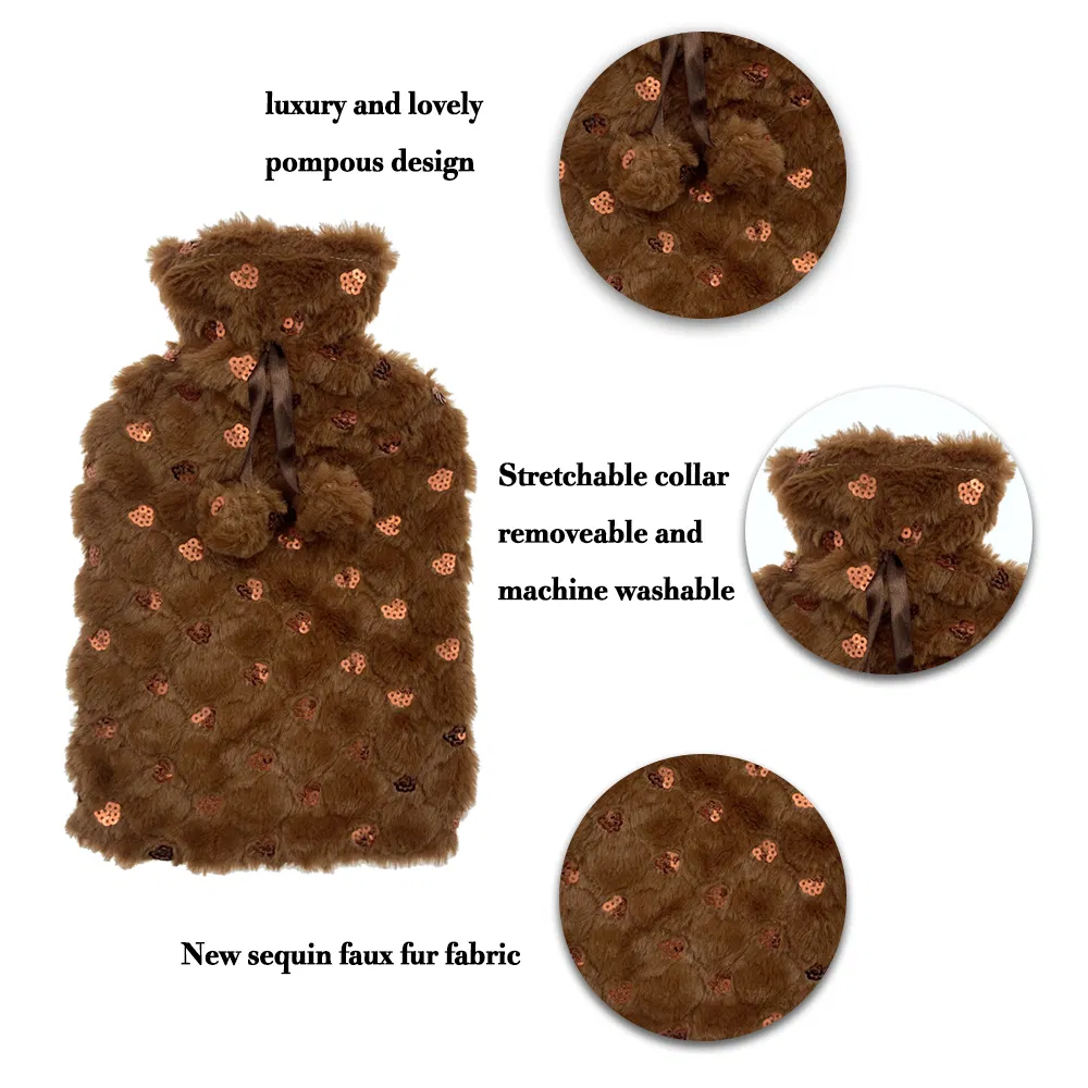 Thicken The Plush Hot Water Bag with Cover Hot Water Bottle Luxury Fur Cover Soft Hot Water Bag Cover