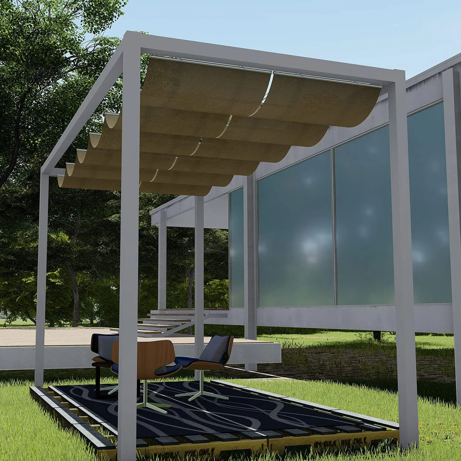 Pergola Shade Cover Retractable Canopy Awning Outdoor Wave Sun Shade