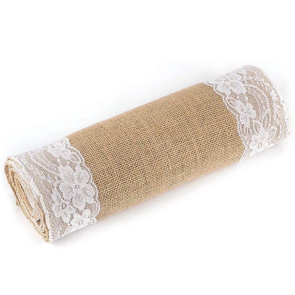 Natural Party Decor Wedding Lace Burlap Table Runner