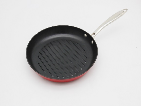 Эмалированная круглая сковорода-гриль из чугуна