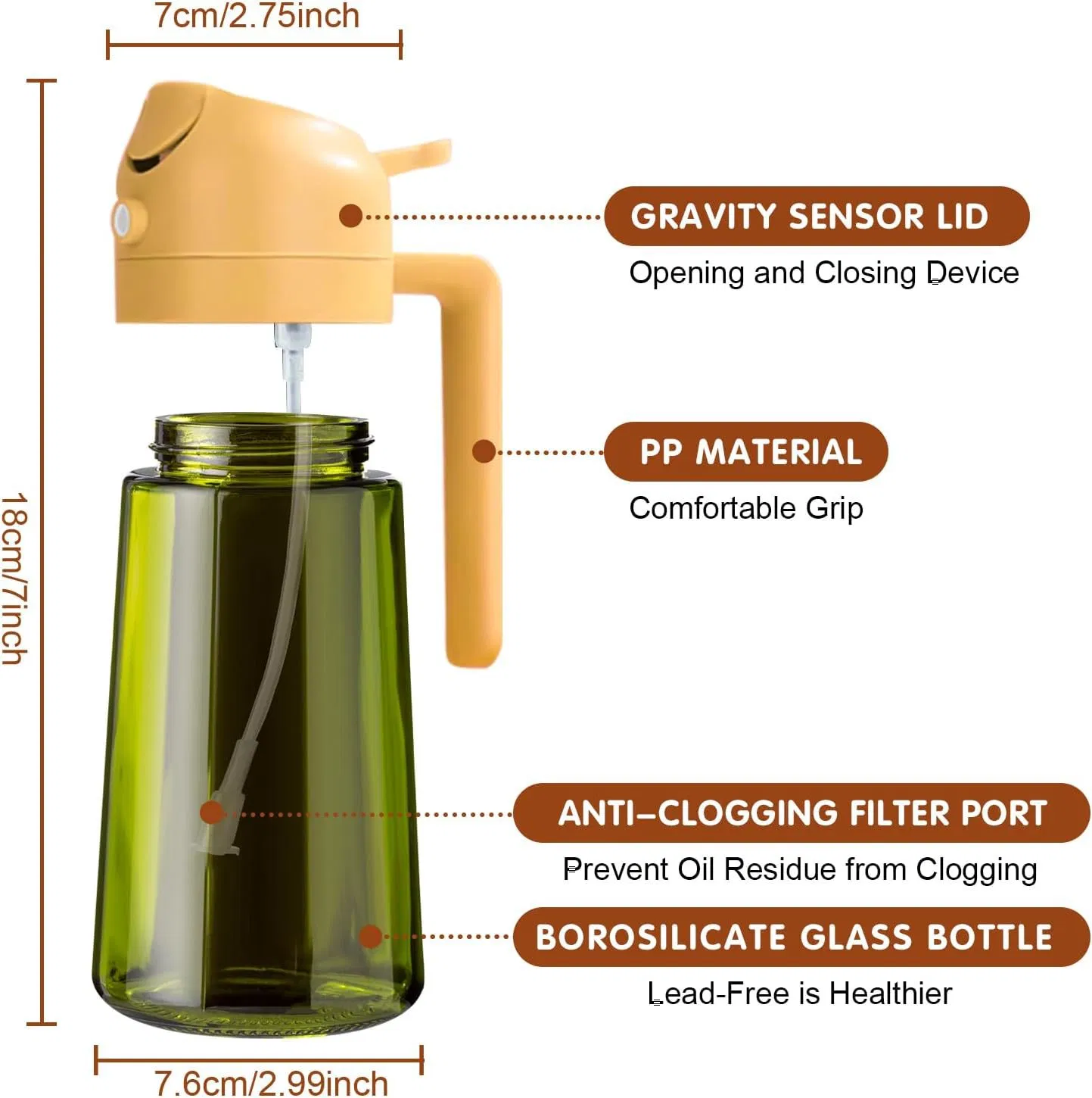 China Supplier Atomized Oil Control Glass Oil Kettle for Kitchen