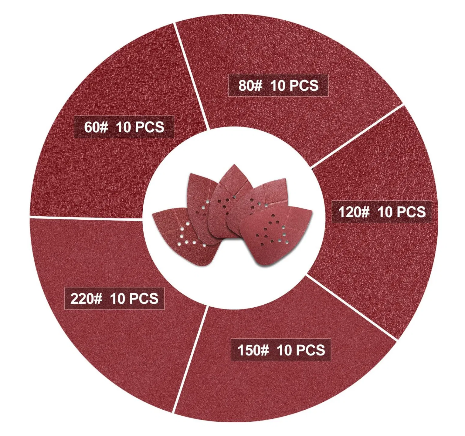 Sandpaper 50 PCS Mouse Sanding Pads 12 Hole Mouse Sandpaper Assorted