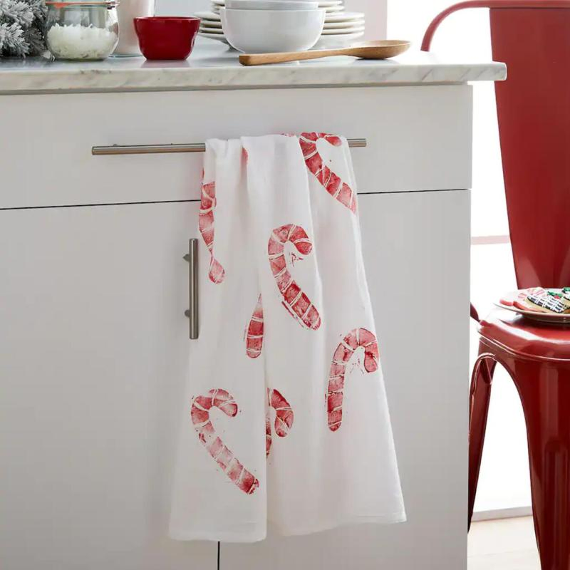 Wholesale 100% Cotton Linen Embroidered Logo Tea Towel Set Hanging Customized Printed Waffle Kitchen Towel