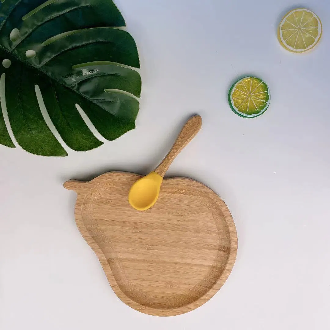 100% Natural Bamboo Plate Pear Pattern