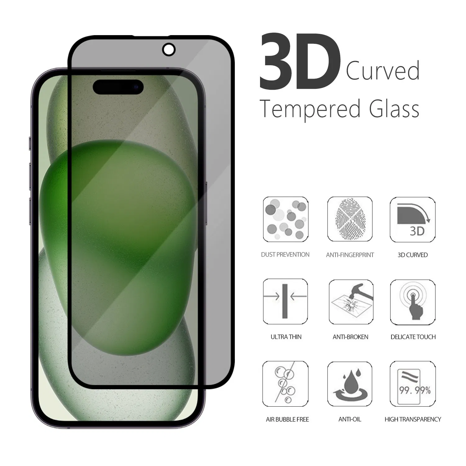 Защитное стекло Privacy 3D для iPhone 13-17