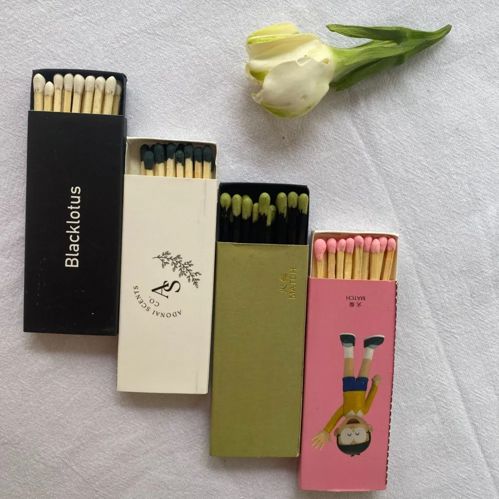 Wholesale Matchboxes Safety Custom Cigar Matches Boxes Luxury Black Matchsticks Packaging Box Wood Matches in Bulk Fashion Gift