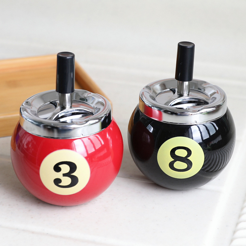 Smoking Accessories Creative Lidded Ashtray Billiard Metal Material Home Decorative Item