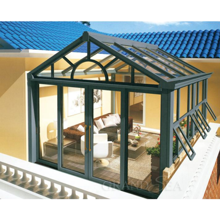 Low-E Glass Protection Sun Room Sunroom Glass House, Prefabricated Aluminium Conservatory 1 Set for Backyard