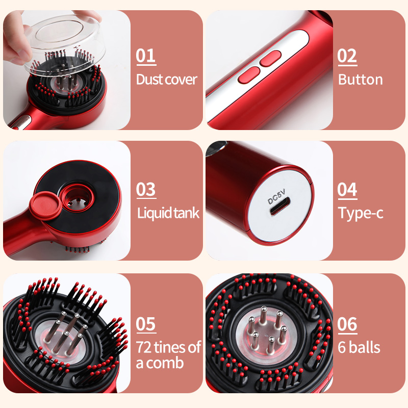 2025 Electric Hair Scalp Massager Brush for Hair Growth Oil Applicator Massage Comb Anti Hair Loss Red Light Devices