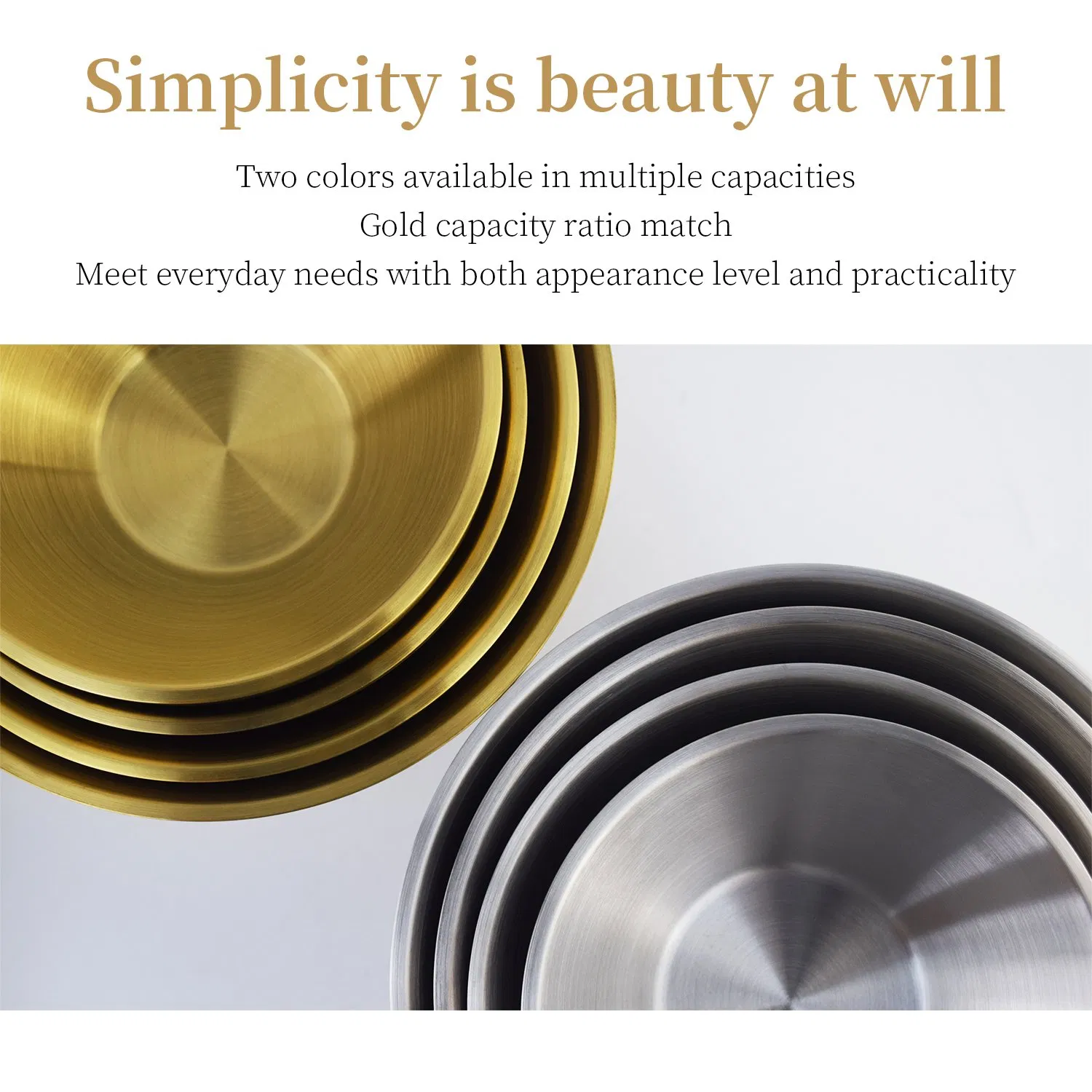 304 Stainless Steel Double Gold Bamboo Hat Bowl Scald-Proof Bowl