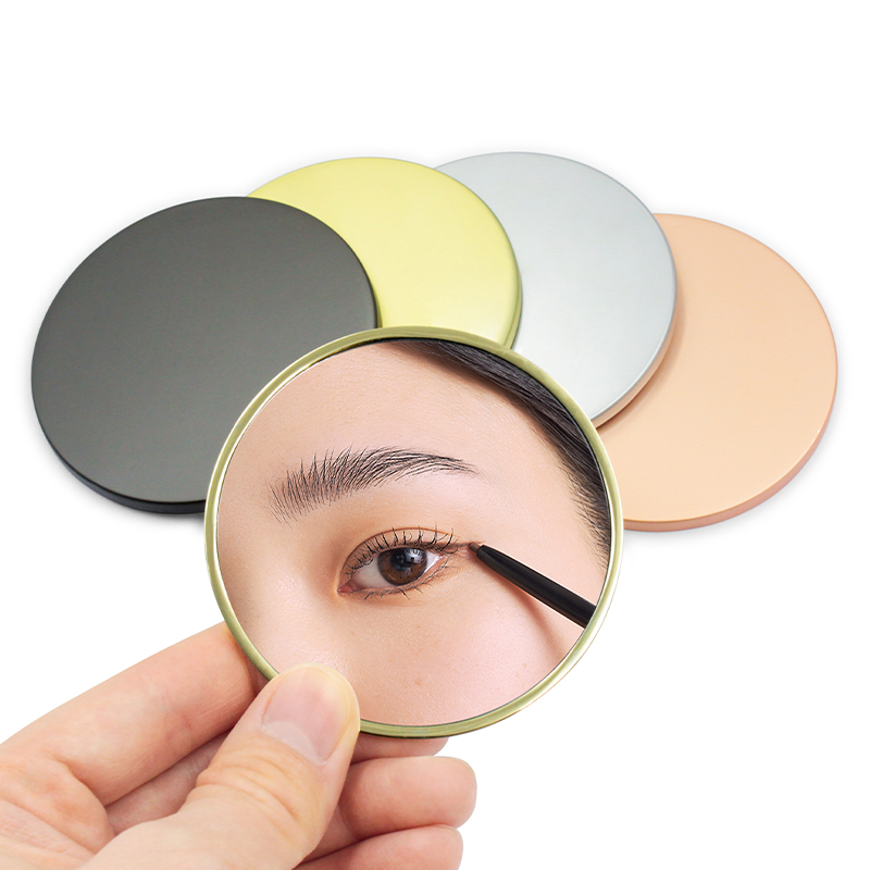 Factory Custom Zinc Alloy Luxury Black Cute Wholesale Small Makeup Mirror Metal Gold Storage Mini Round Cosmetic Mirror