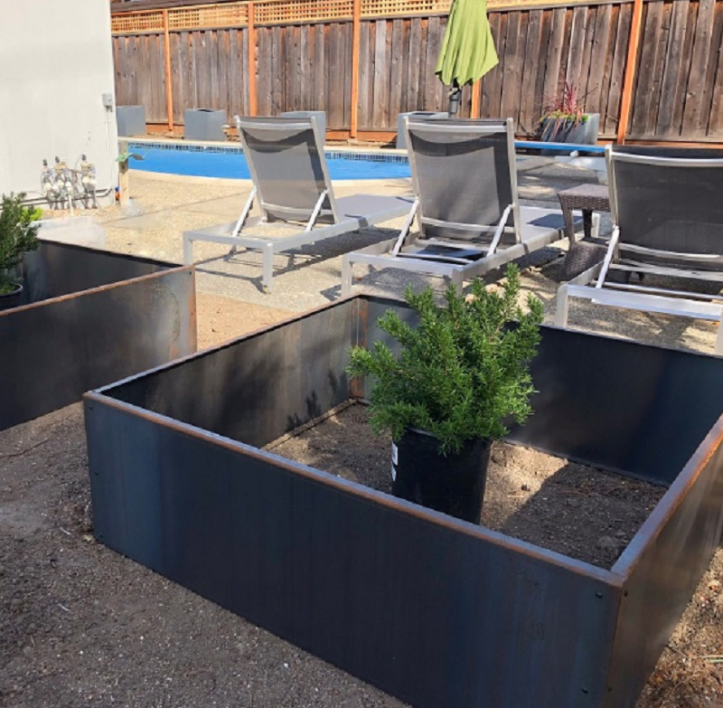 Outdoor Solid Corten Steel Raised Planter/Vegetable/Flower Beds-No Base