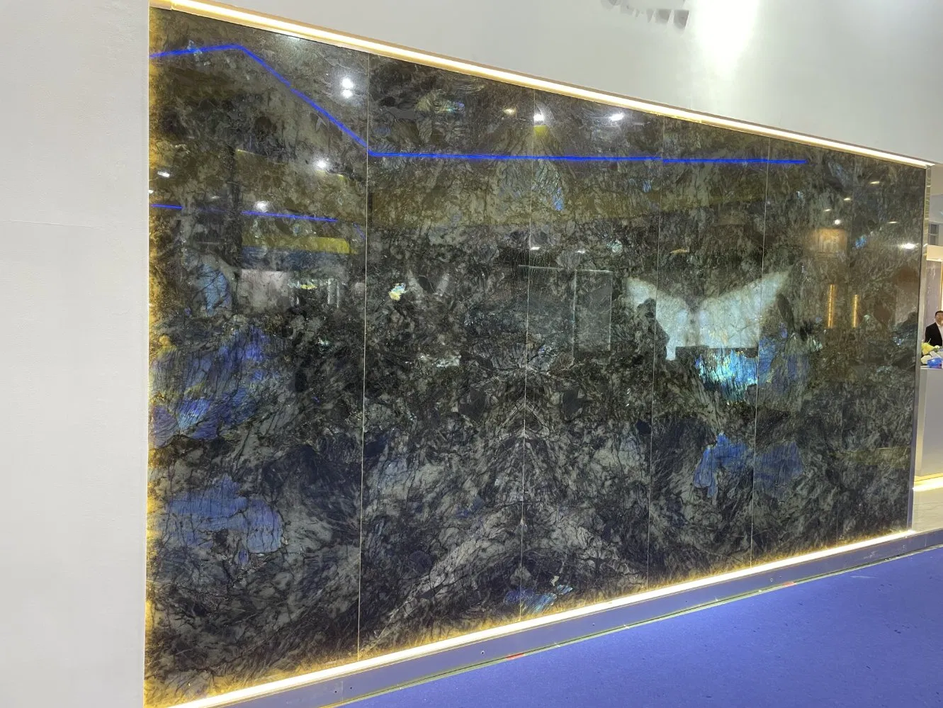 Luxury Lemurian Labradorite Madagascar Granite Bluish-Iridescent Natural Marble Stone Table Top Tile