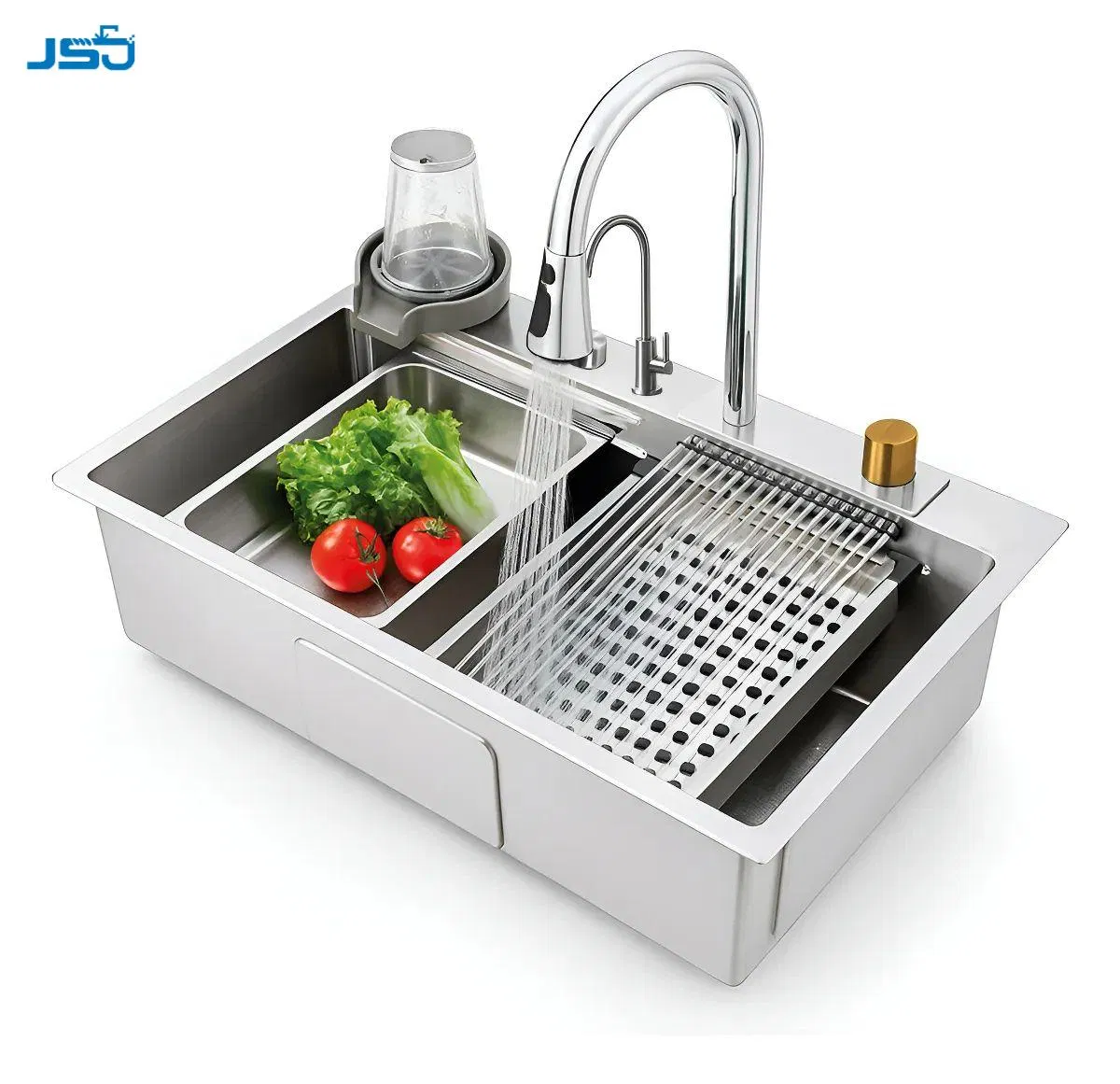 Manufacturer Direct Sales Handmade Stainless Steel Kitchen Sink Single Basin Smart Waterfall Kitchen Sink
