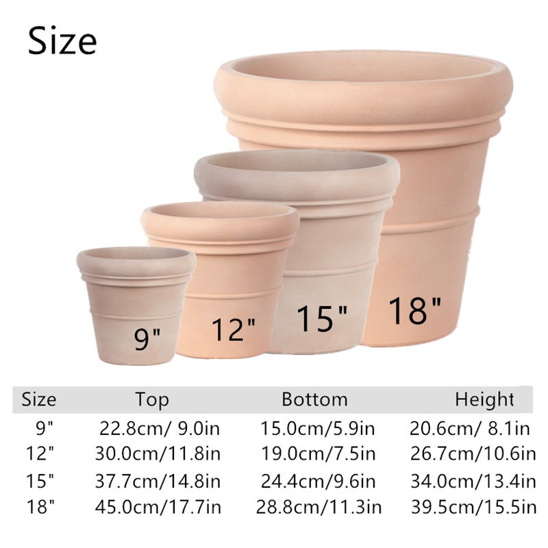 Hot Sale Eco-Friendly Plastic Imated Terracotta Garden Pot for Flower Cultivation